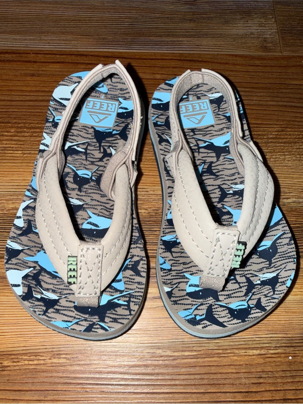 REEF Kids Shark Print Slingback Sandals – Size 7 Flip Flops